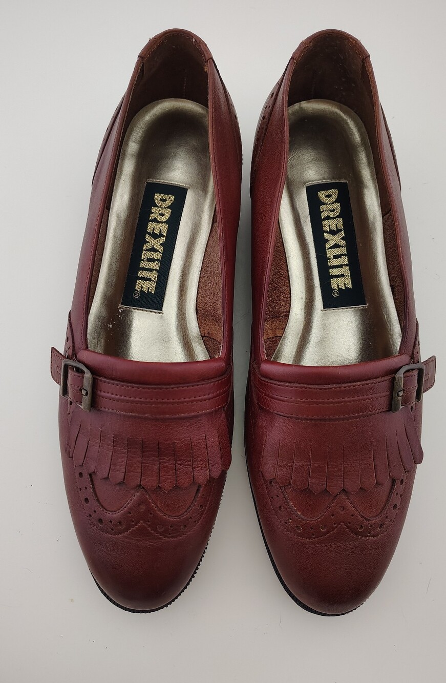 Vintage Drexlite Women's Kiltie Fringe Leather Loafers Burgundy Oxblood 8W
